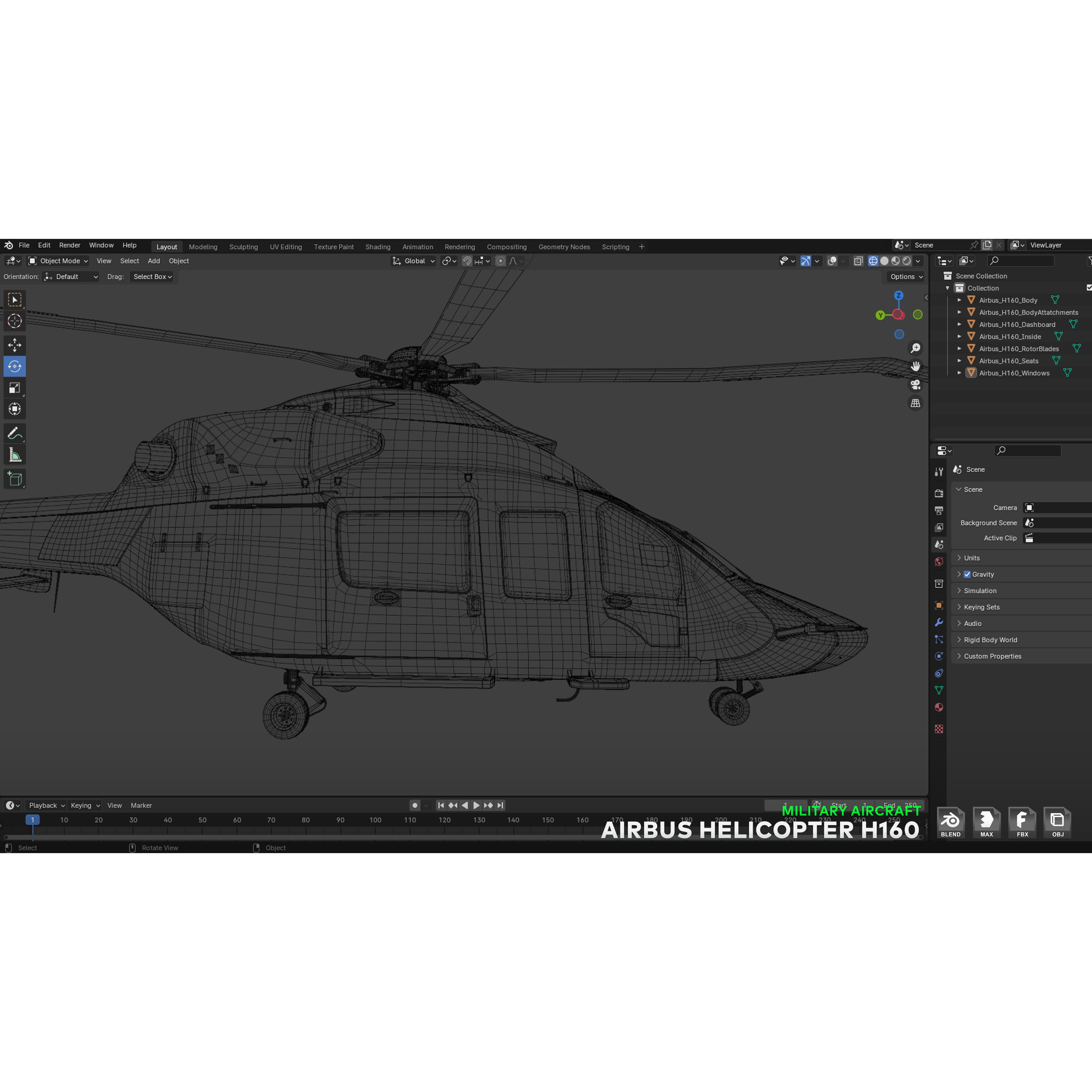 Airbus Helicopter H160 - Low-Poly Game-Ready 3D Model - View 26