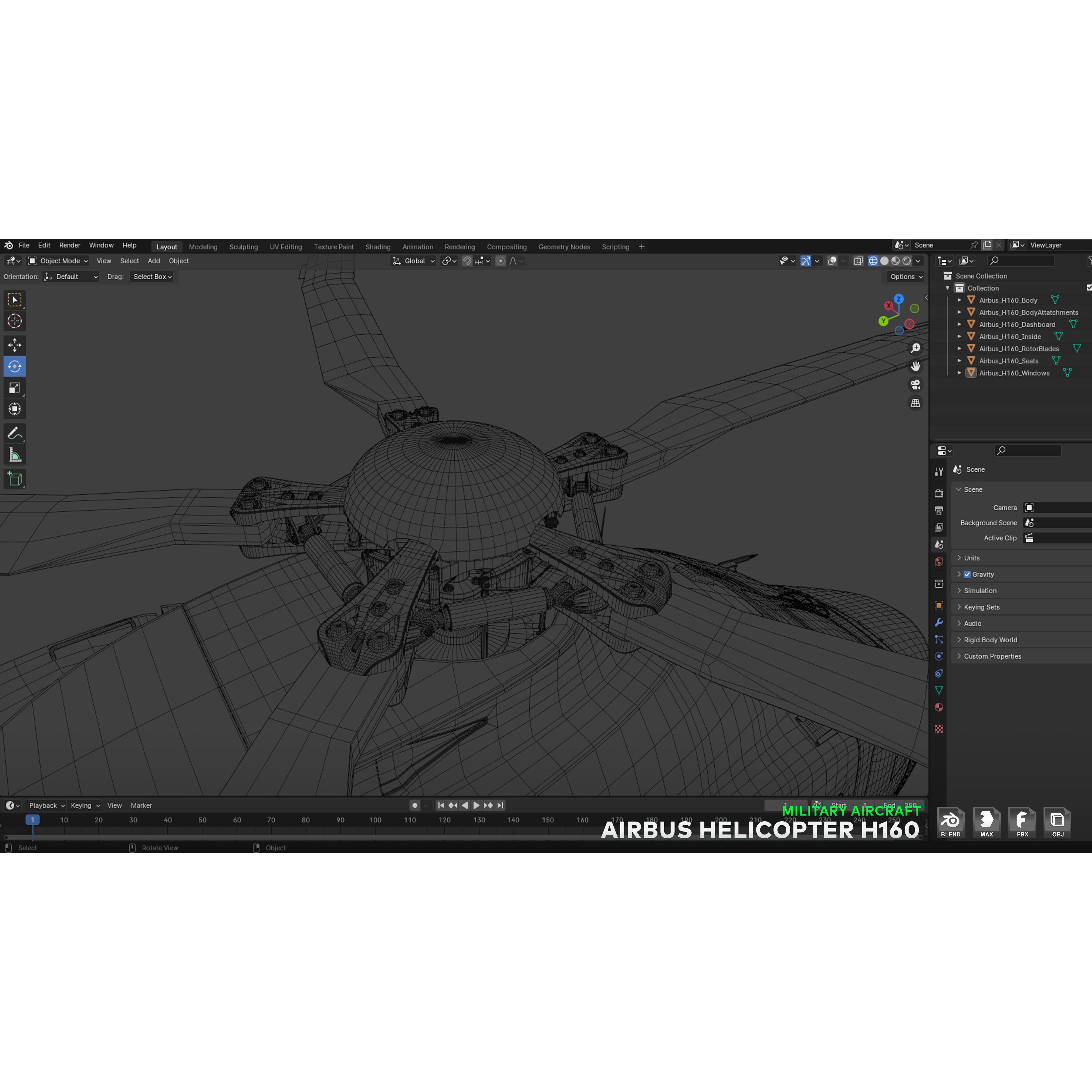 Airbus Helicopter H160 - Low-Poly Game-Ready 3D Model - View 27