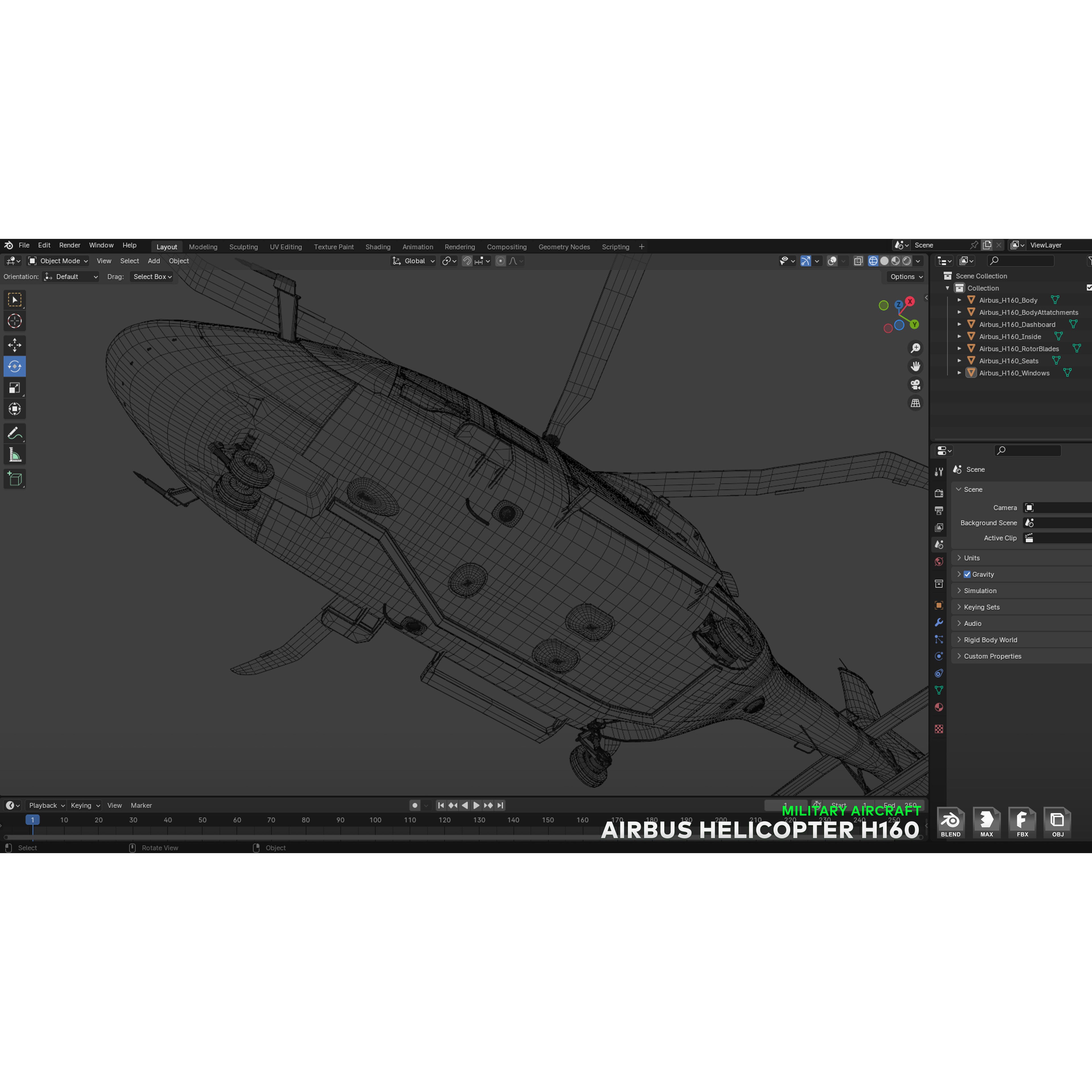 Airbus Helicopter H160 - Low-Poly Game-Ready 3D Model - View 28