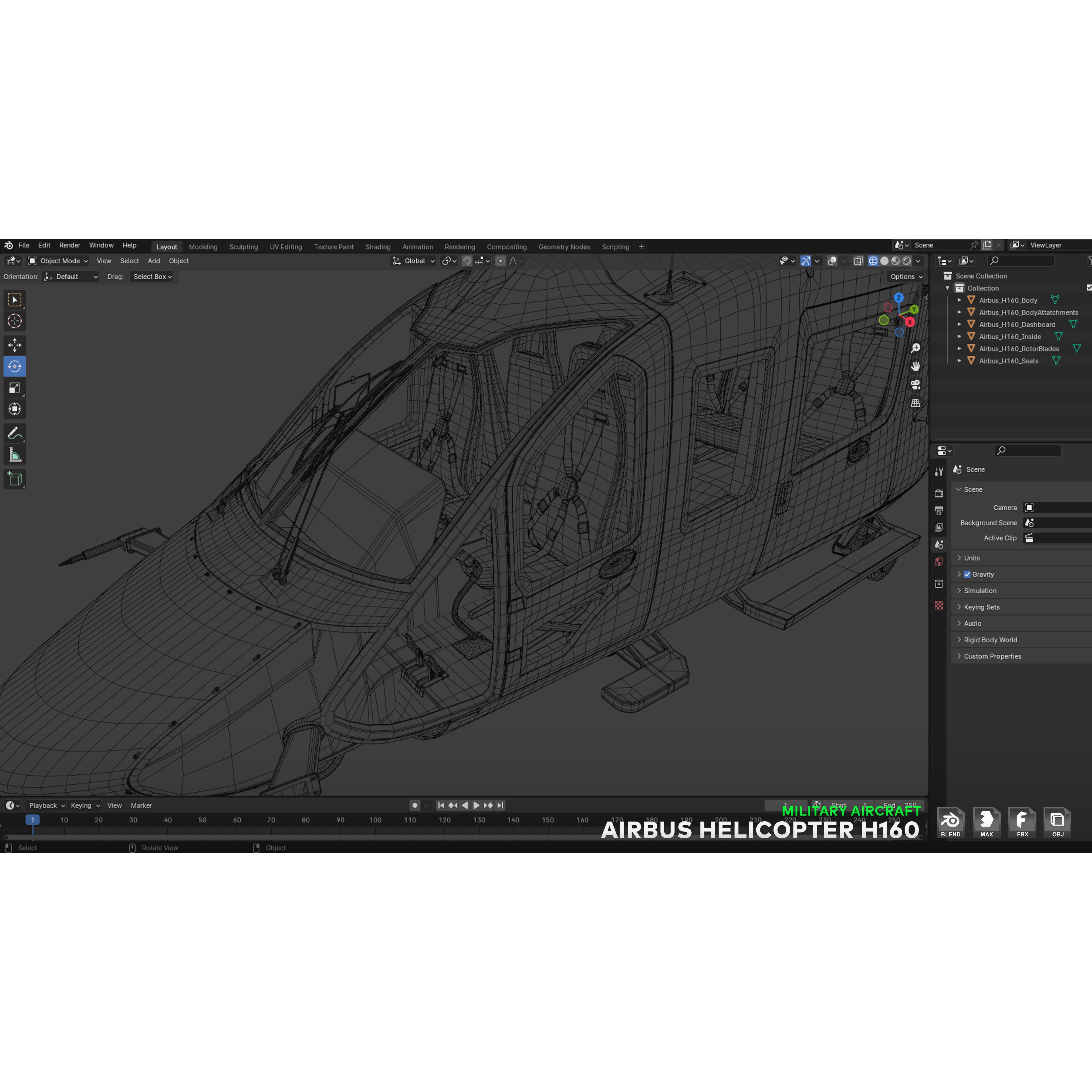 Airbus Helicopter H160 - Low-Poly Game-Ready 3D Model - View 29