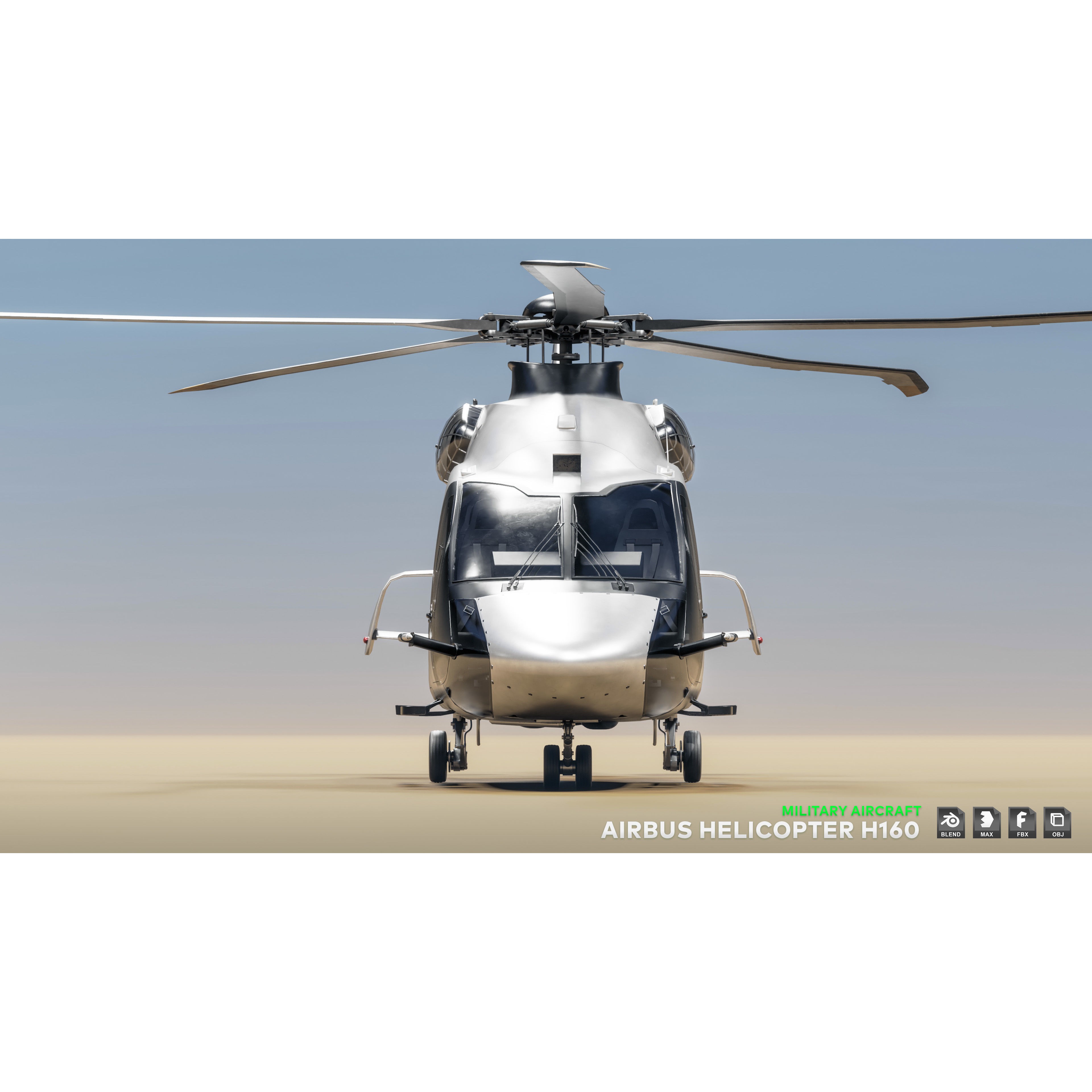 Airbus Helicopter H160 - Low-Poly Game-Ready 3D Model - View 5