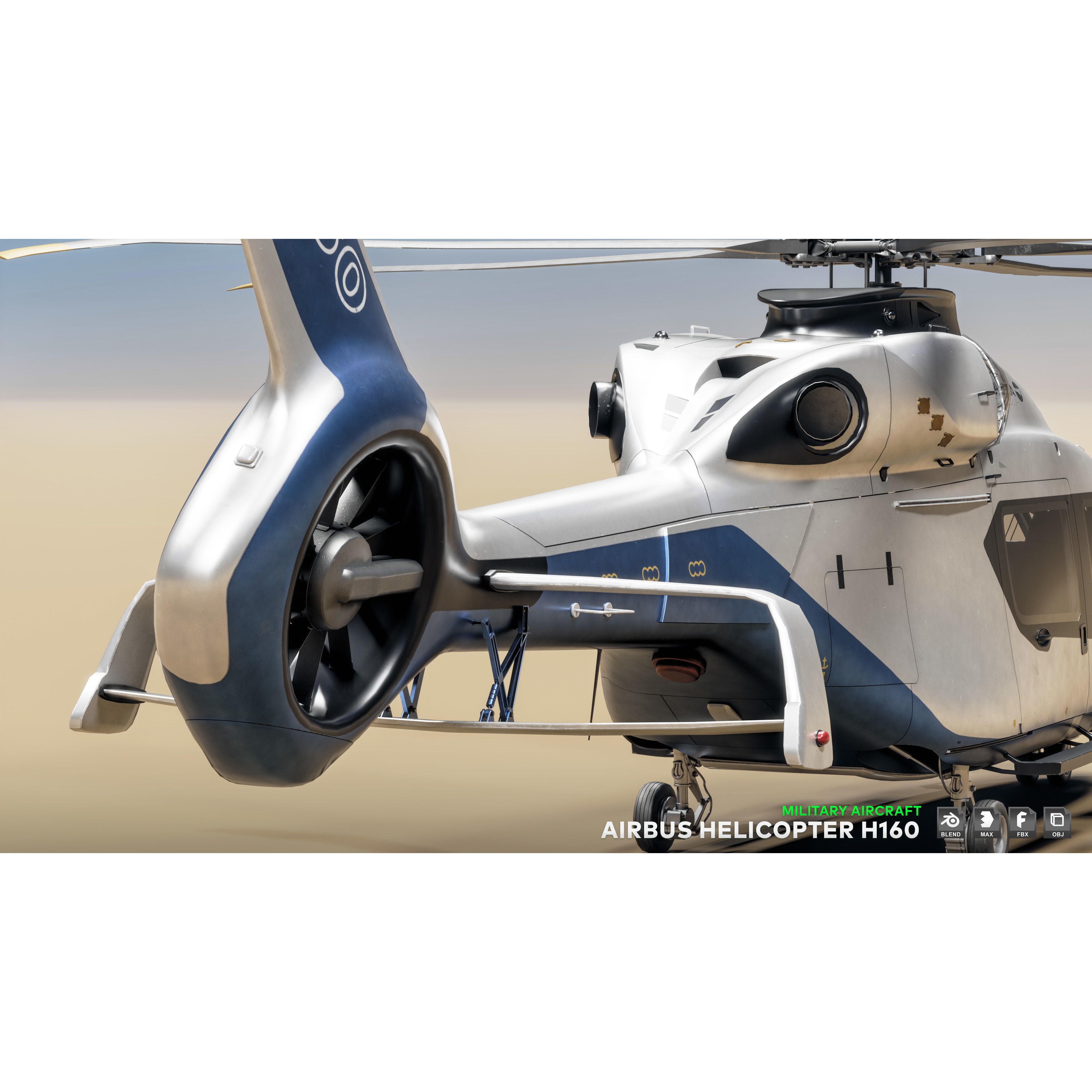 Airbus Helicopter H160 - Low-Poly Game-Ready 3D Model - View 6
