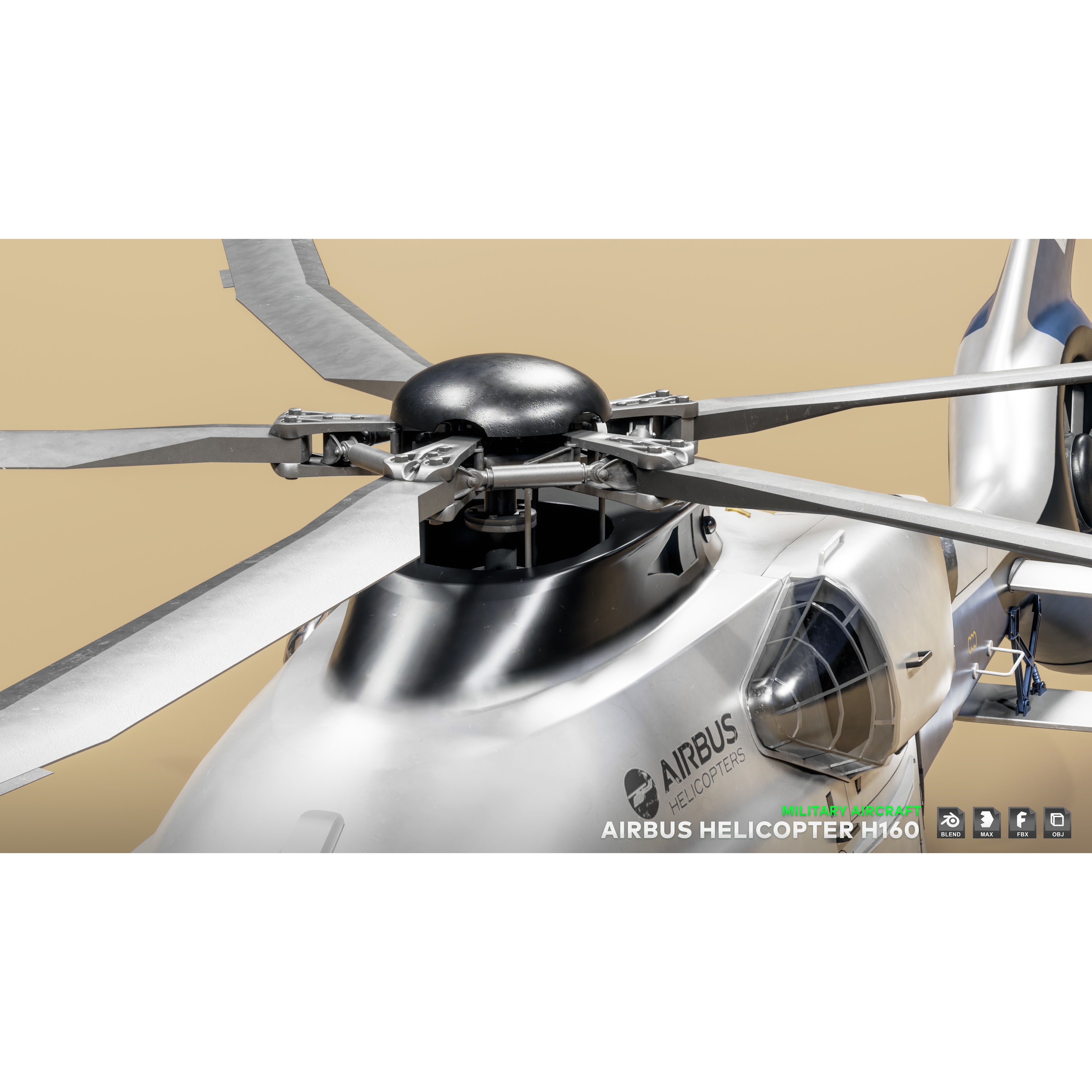 Airbus Helicopter H160 - Low-Poly Game-Ready 3D Model - View 7