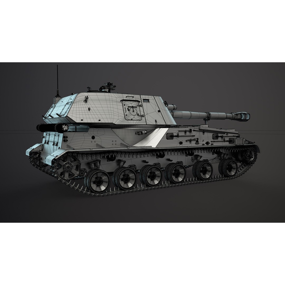2S3 Akatsiya 3D Model – High Poly Self-Propelled Gun, Blender, FBX, OBJ