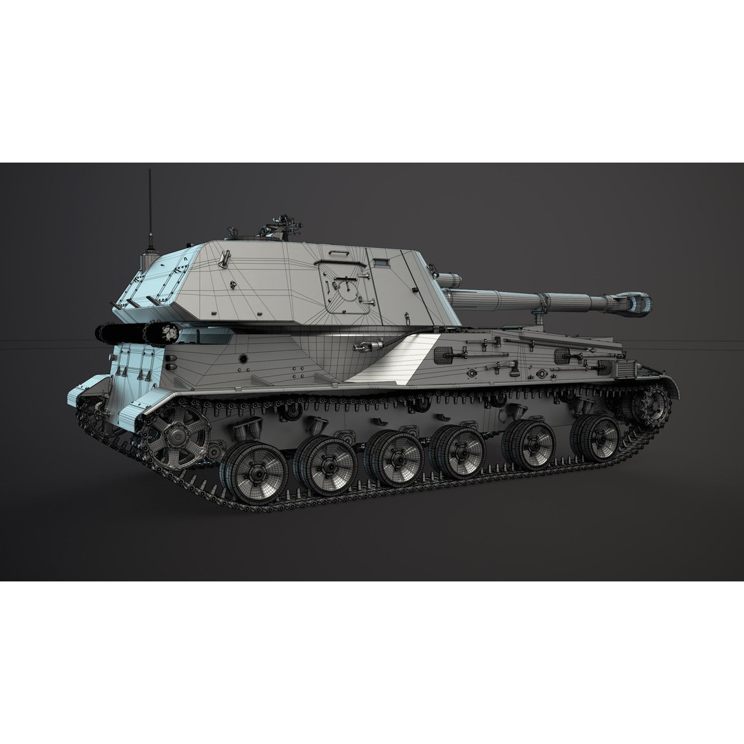 2S3 Akatsiya 3D Model – High Poly Self-Propelled Gun, Blender, FBX, OBJ - View 13