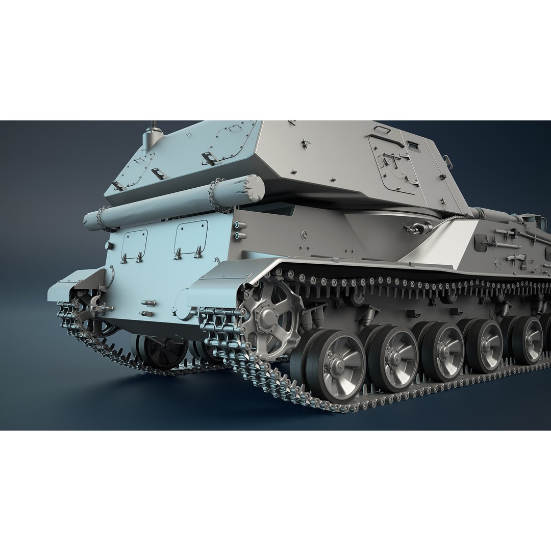 2S3 Akatsiya 3D Model – High Poly Self-Propelled Gun, Blender, FBX, OBJ - View 9