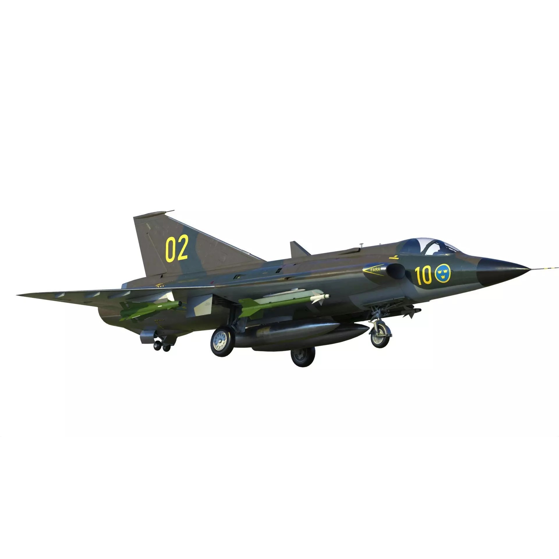 Saab 35 Draken - Game-Ready 3D Model - View 2