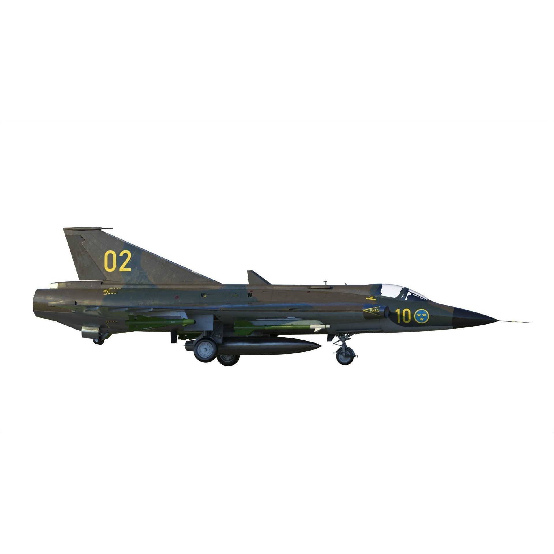 Saab 35 Draken - Game-Ready 3D Model - View 3