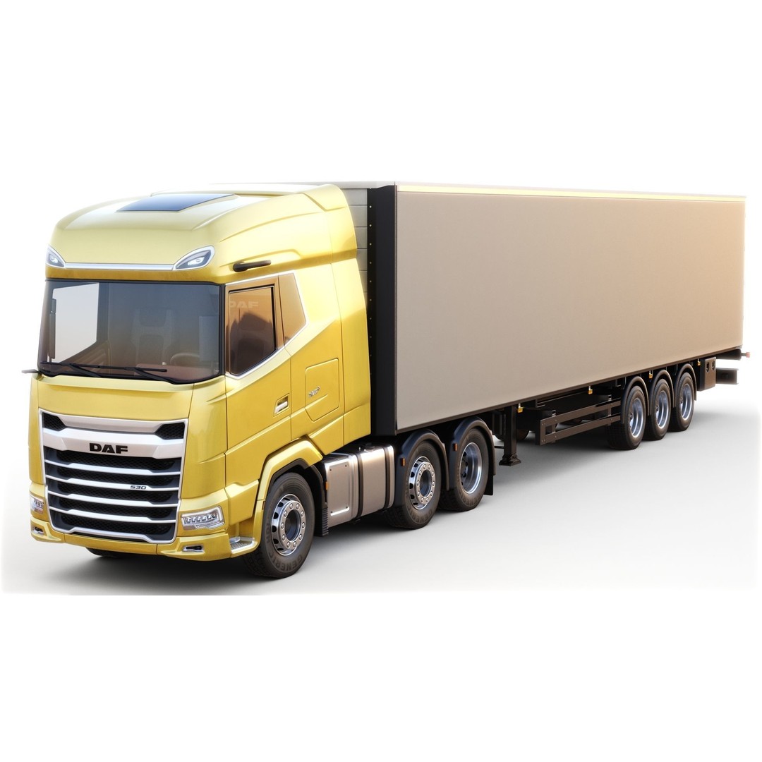 DAF XG Semi Truck 3D Model – High Poly Game Asset, FBX, OBJ - View 3
