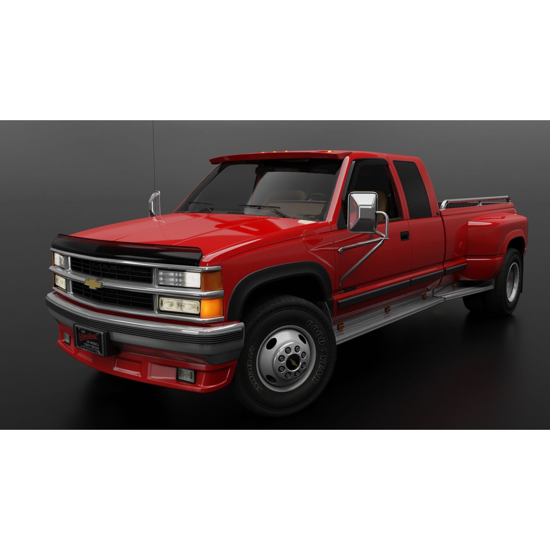 Chevy 3500 Dually Pickup Truck 3D Model – High Poly Game Asset, FBX