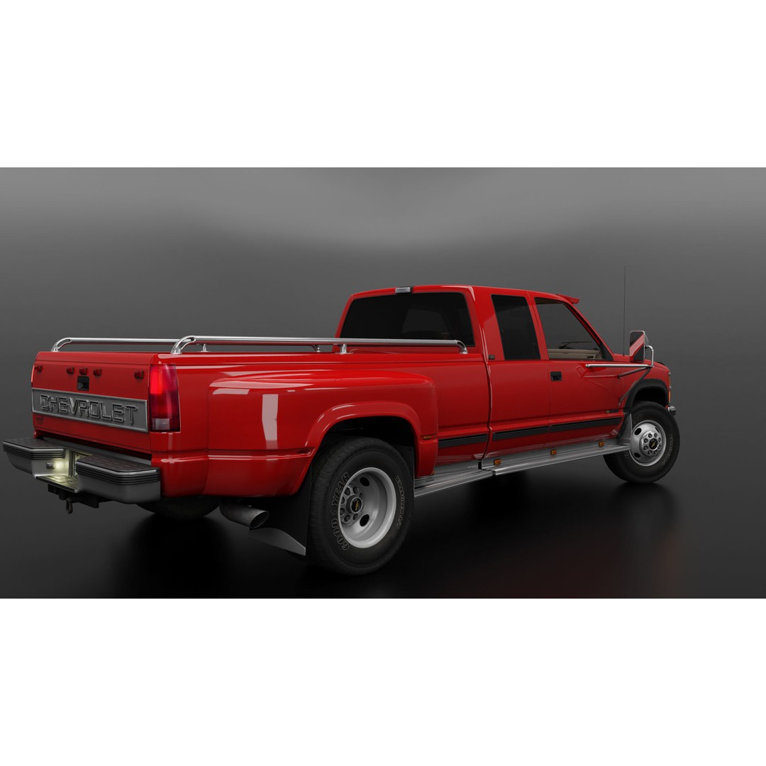 Chevy 3500 Dually Pickup Truck 3D Model – High Poly Game Asset, FBX - View 10
