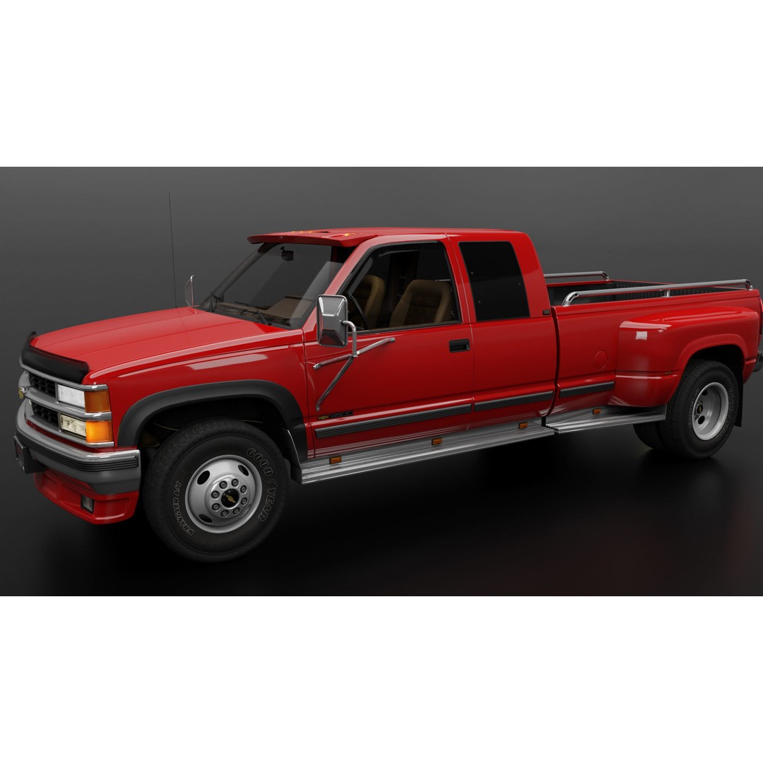Chevy 3500 Dually Pickup Truck 3D Model – High Poly Game Asset, FBX - View 15