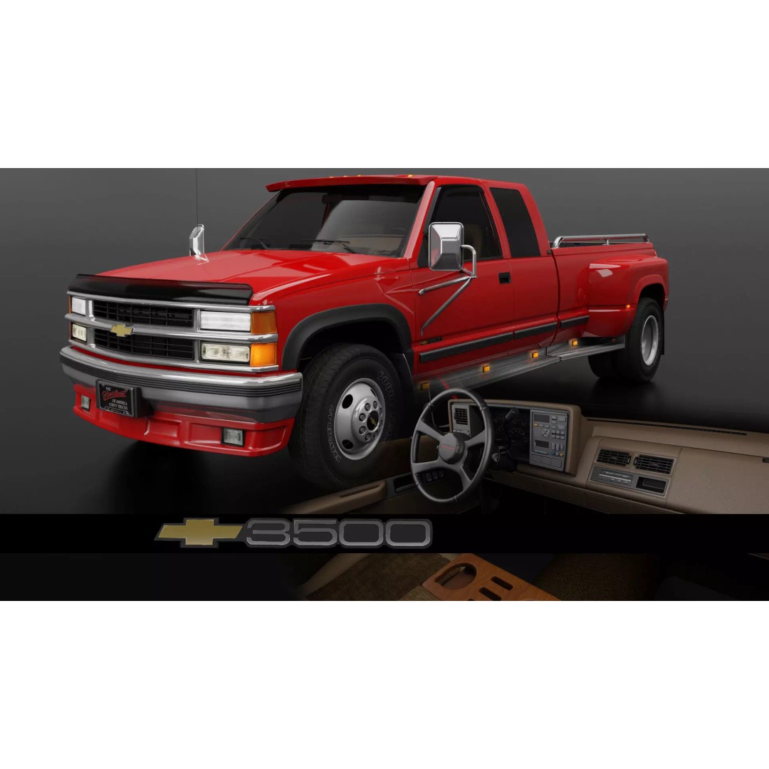 Chevy 3500 Dually Pickup Truck 3D Model – High Poly Game Asset, FBX - View 2