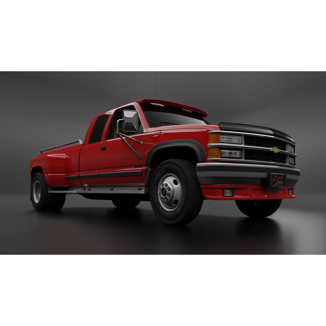Chevy 3500 Dually Pickup Truck 3D Model – High Poly Game Asset, FBX - View 21
