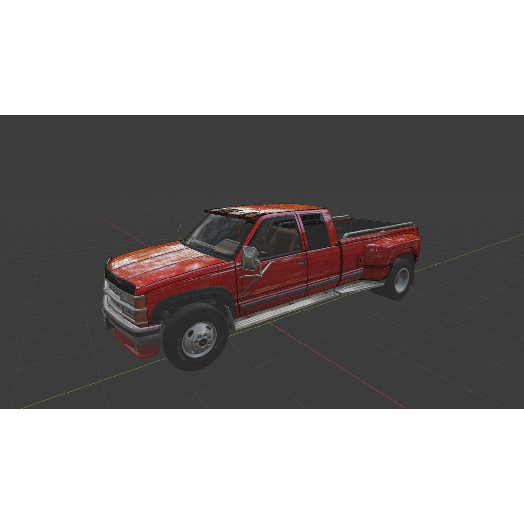Chevy 3500 Dually Pickup Truck 3D Model – High Poly Game Asset, FBX - View 28
