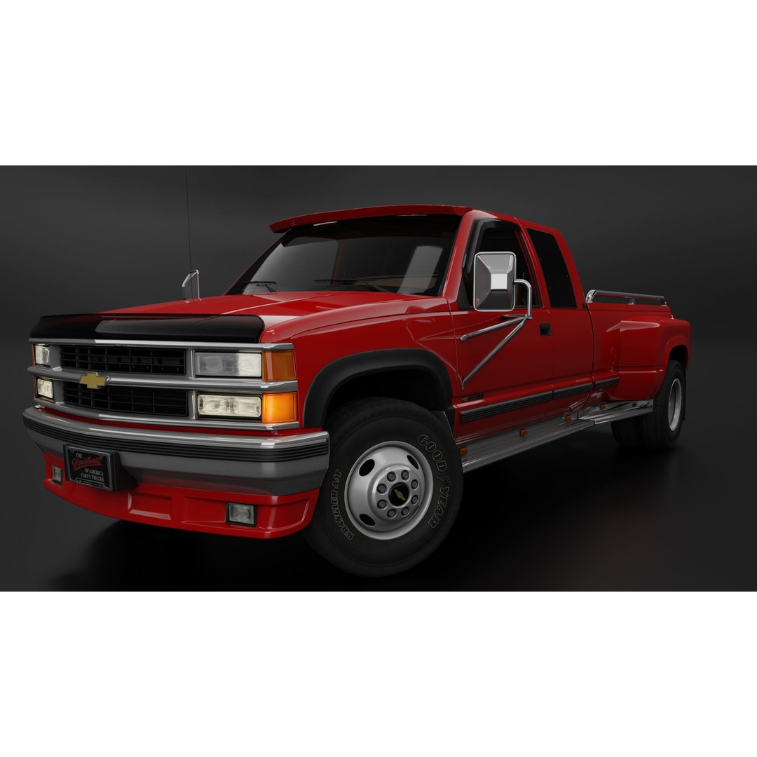 Chevy 3500 Dually Pickup Truck 3D Model – High Poly Game Asset, FBX - View 3