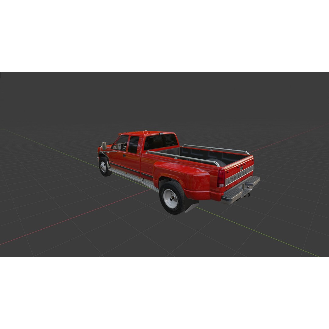 Chevy 3500 Dually Pickup Truck 3D Model – High Poly Game Asset, FBX - View 30