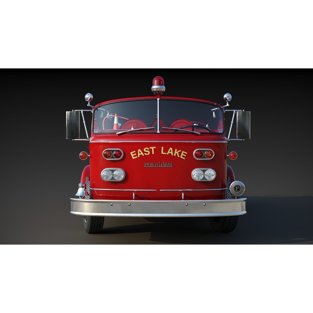 American La France 900 Fire Truck 3D Model – Low Poly PBR Game Asset, FBX - View 14
