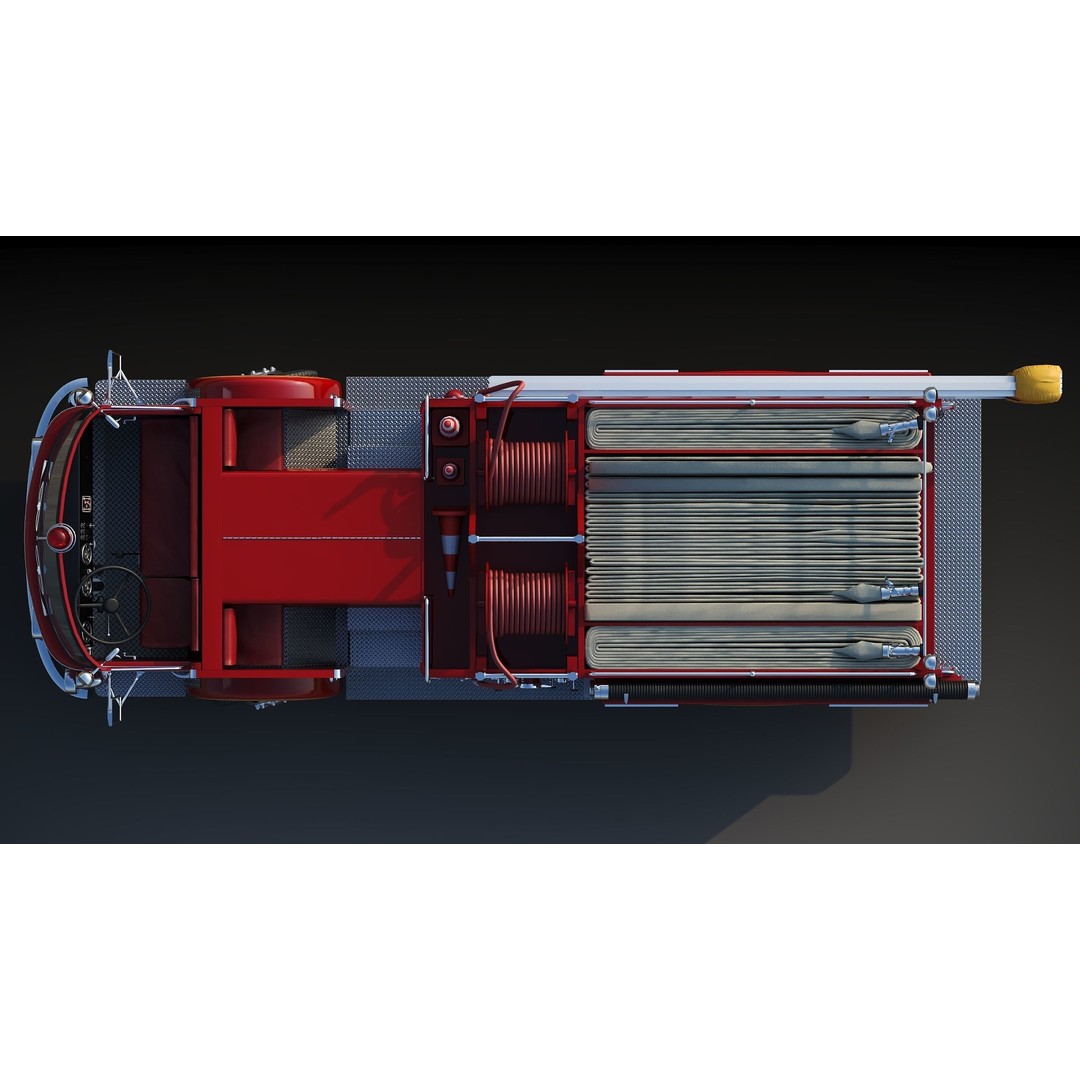 American La France 900 Fire Truck 3D Model – Low Poly PBR Game Asset, FBX - View 16