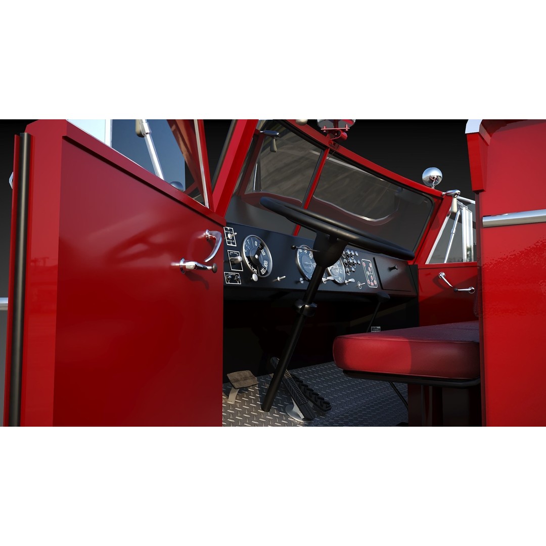 American La France 900 Fire Truck 3D Model – Low Poly PBR Game Asset, FBX - View 17