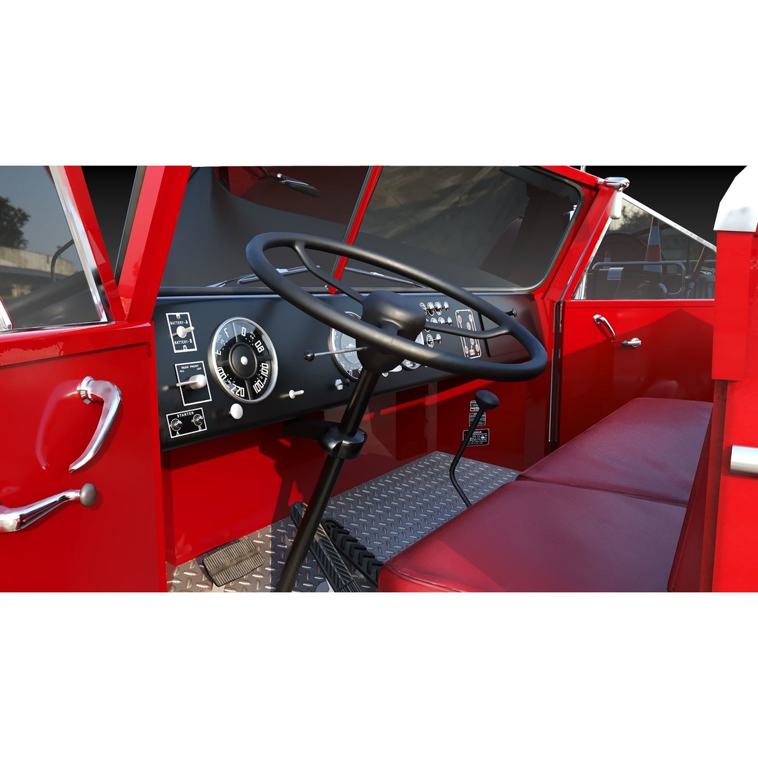 American La France 900 Fire Truck 3D Model – Low Poly PBR Game Asset, FBX - View 18