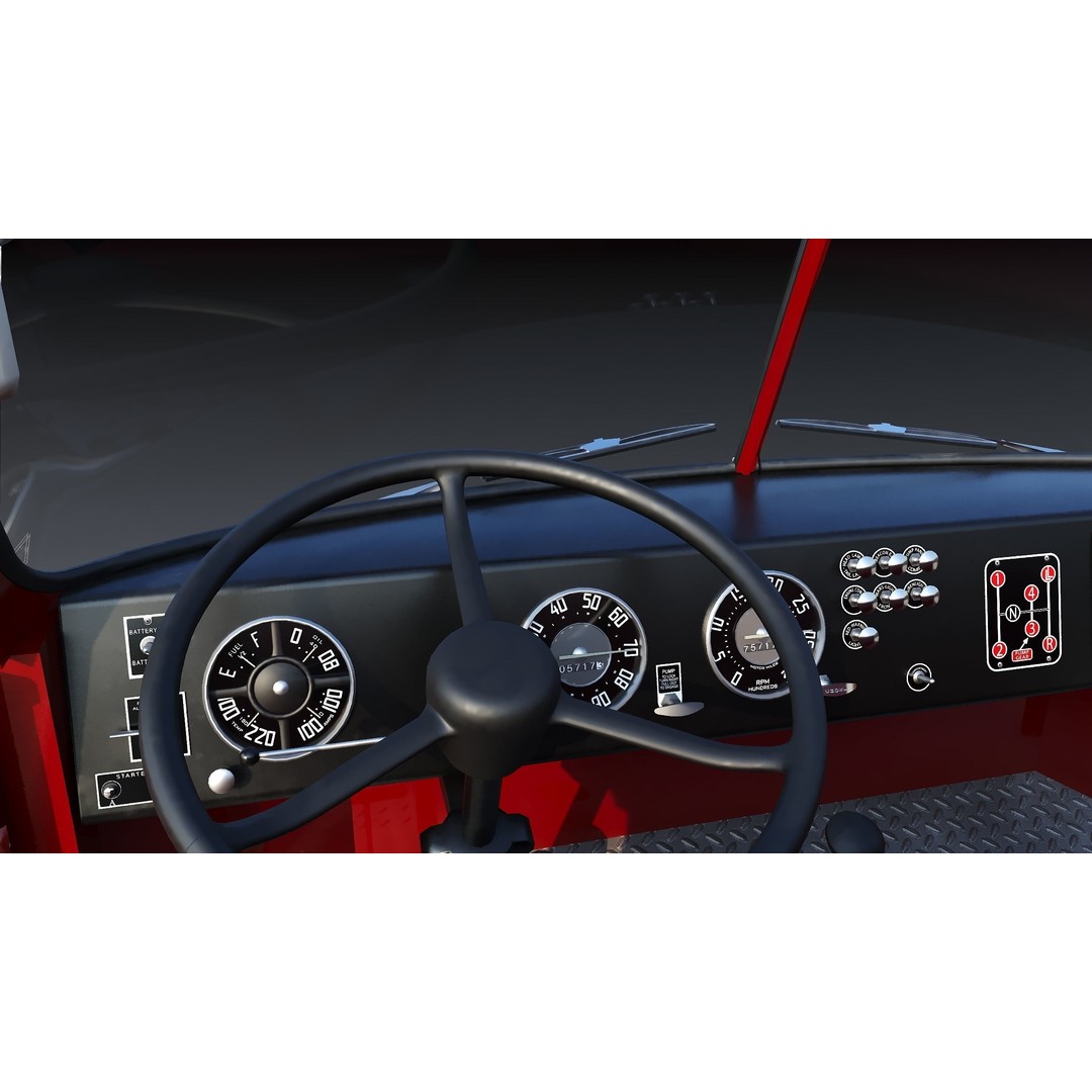 American La France 900 Fire Truck 3D Model – Low Poly PBR Game Asset, FBX - View 19