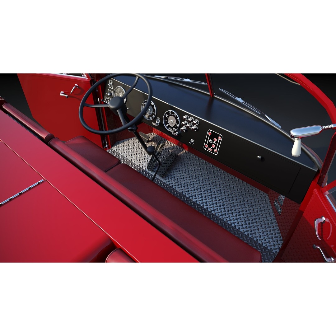American La France 900 Fire Truck 3D Model – Low Poly PBR Game Asset, FBX - View 20