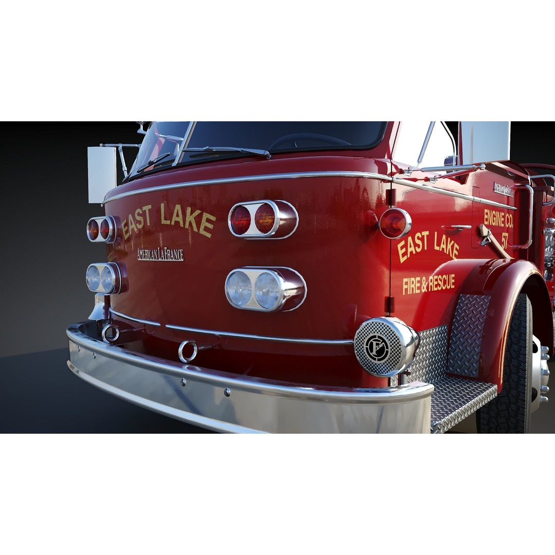 American La France 900 Fire Truck 3D Model – Low Poly PBR Game Asset, FBX - View 21