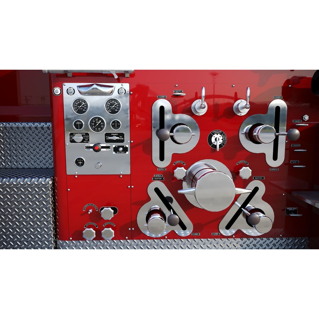 American La France 900 Fire Truck 3D Model – Low Poly PBR Game Asset, FBX - View 22