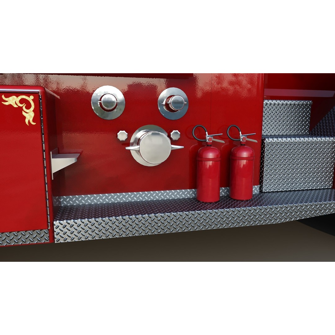 American La France 900 Fire Truck 3D Model – Low Poly PBR Game Asset, FBX - View 23