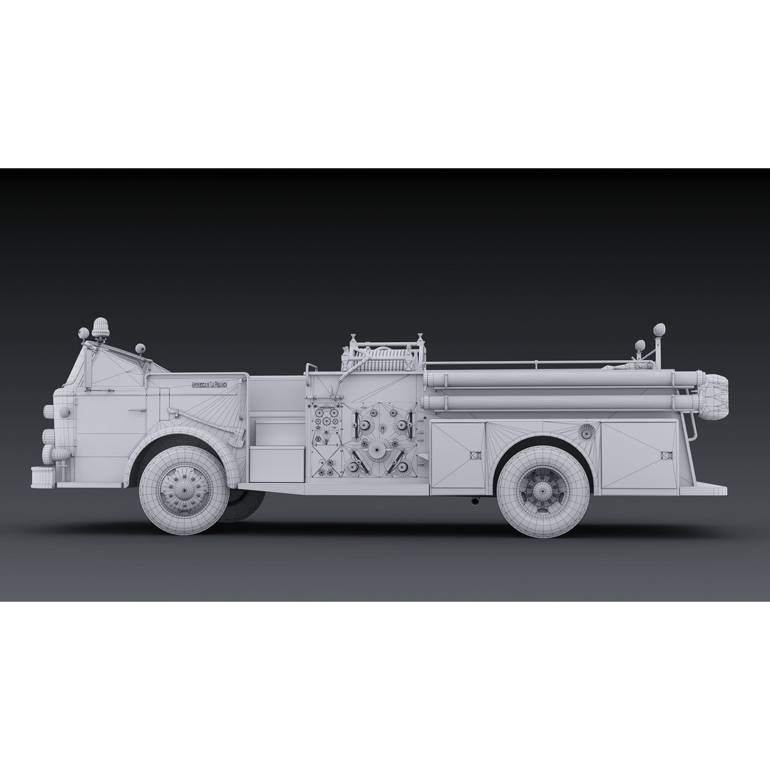 American La France 900 Fire Truck 3D Model – Low Poly PBR Game Asset, FBX - View 30