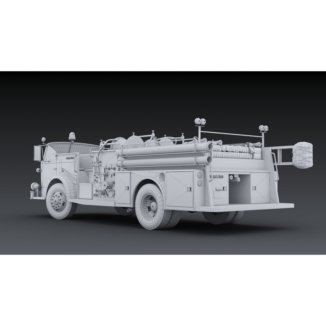 American La France 900 Fire Truck 3D Model – Low Poly PBR Game Asset, FBX - View 31
