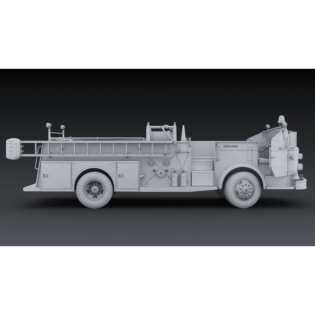 American La France 900 Fire Truck 3D Model – Low Poly PBR Game Asset, FBX - View 33
