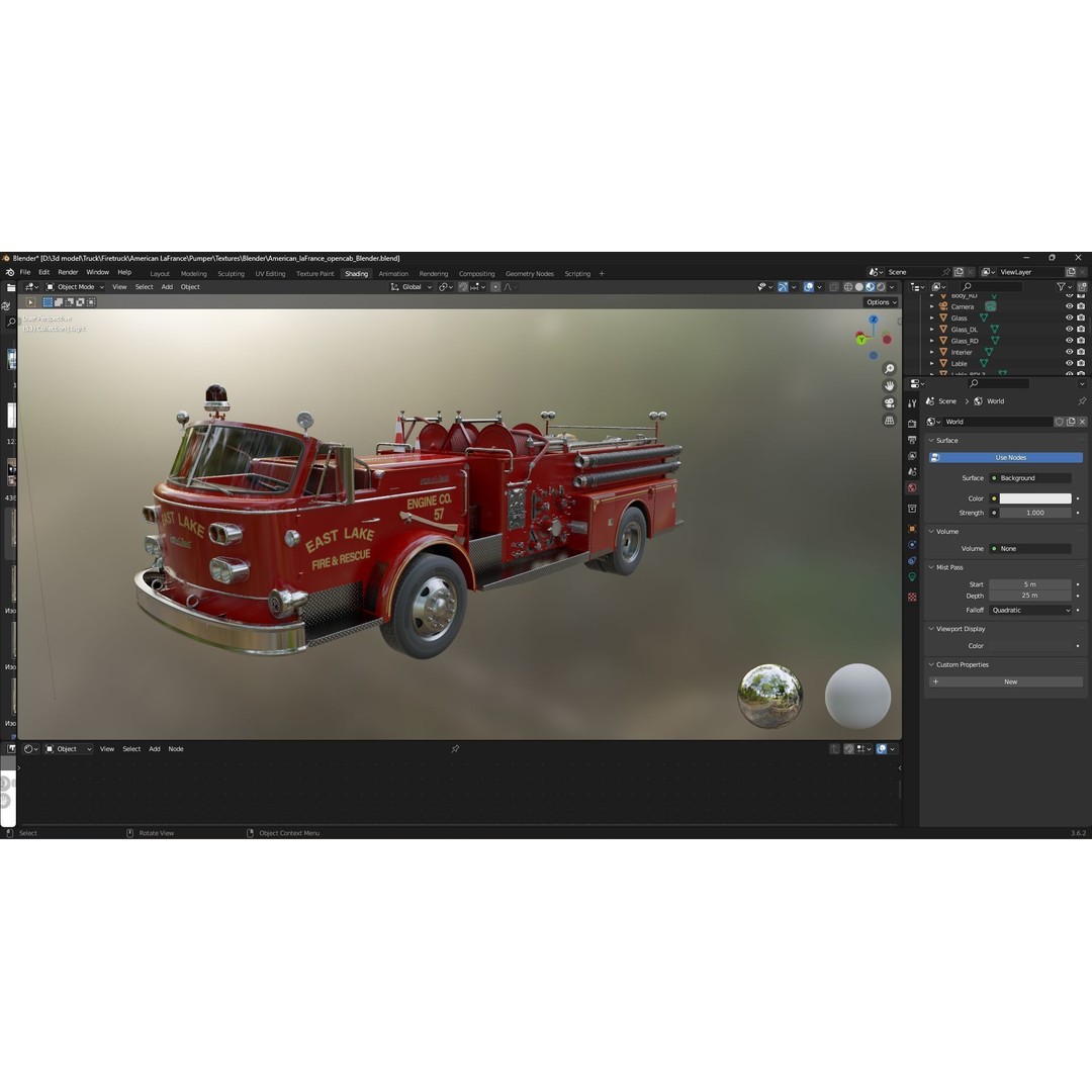 American La France 900 Fire Truck 3D Model – Low Poly PBR Game Asset, FBX - View 41