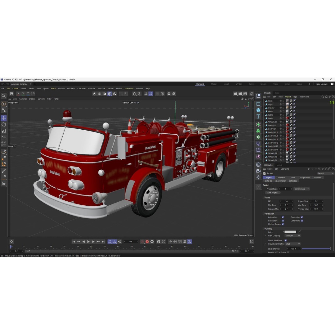American La France 900 Fire Truck 3D Model – Low Poly PBR Game Asset, FBX - View 42