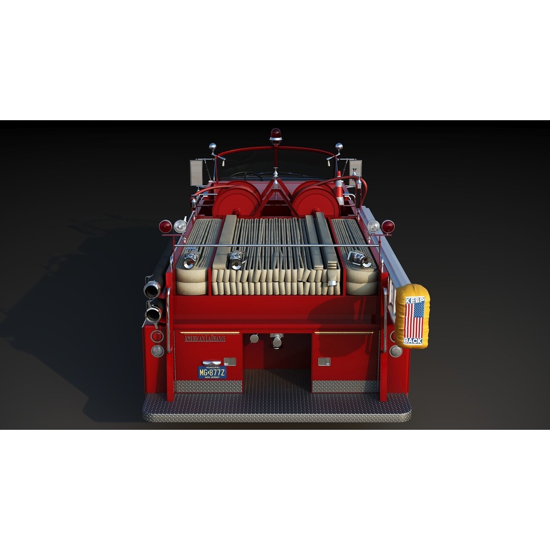 American La France 900 Fire Truck 3D Model – Low Poly PBR Game Asset, FBX - View 9
