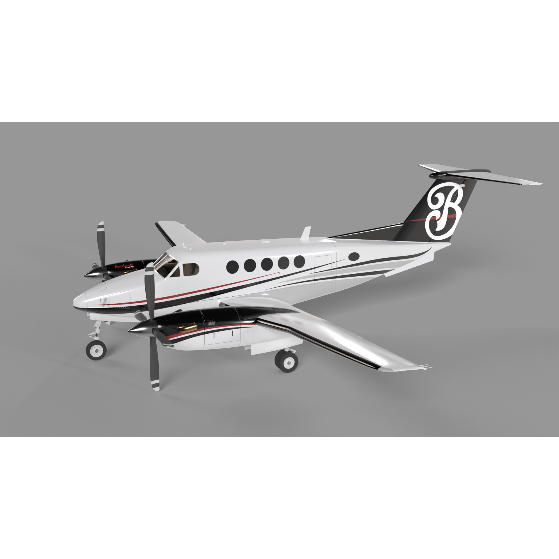 Beechcraft King Air - Game-Ready 3D Model - View 3