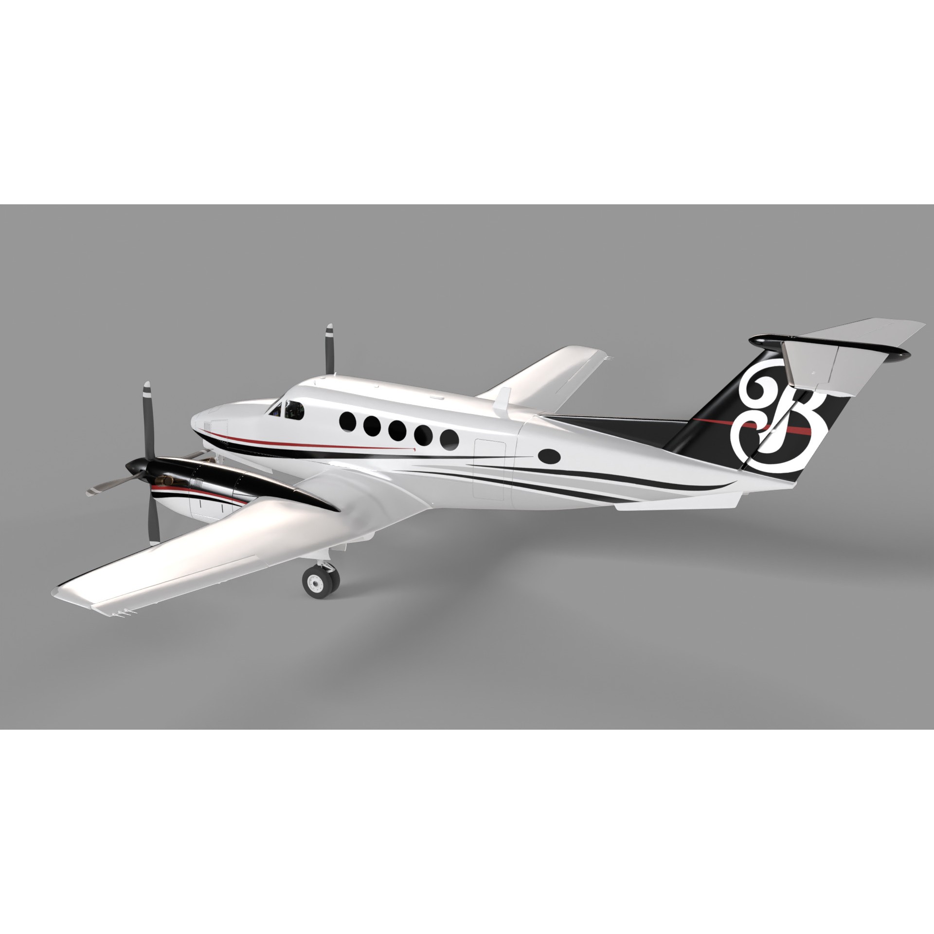 Beechcraft King Air - Game-Ready 3D Model - View 4