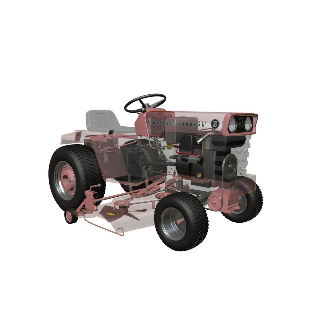 Massey Ferguson 16 Lawn Tractor 3D Model – High Detail, Game-Ready Formats
