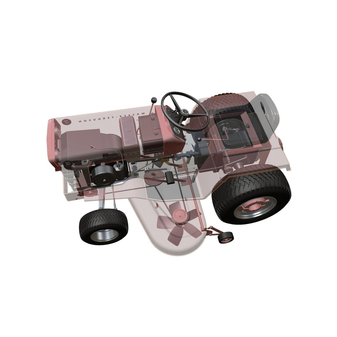 Massey Ferguson 16 Lawn Tractor 3D Model – High Detail, Game-Ready Formats - View 16