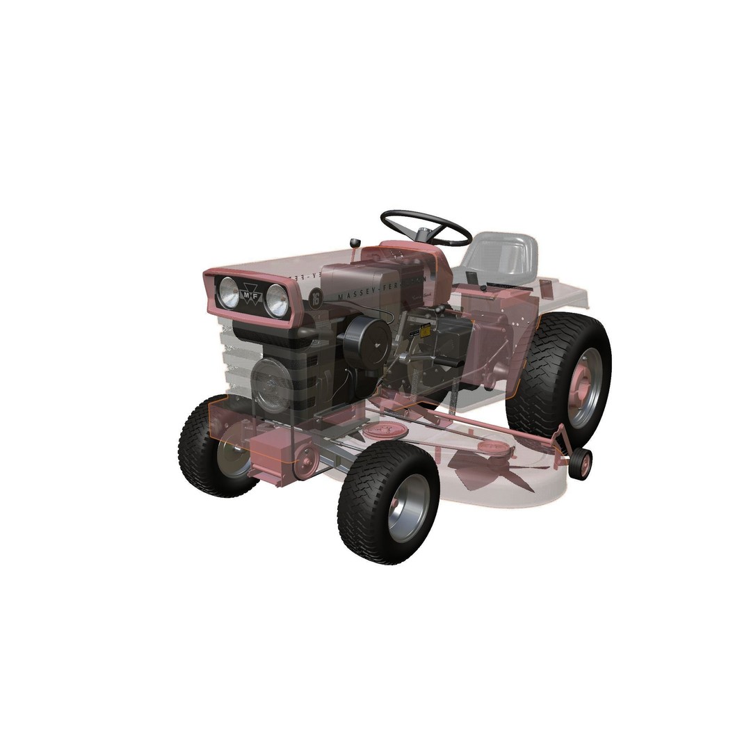 Massey Ferguson 16 Lawn Tractor 3D Model – High Detail, Game-Ready Formats - View 22
