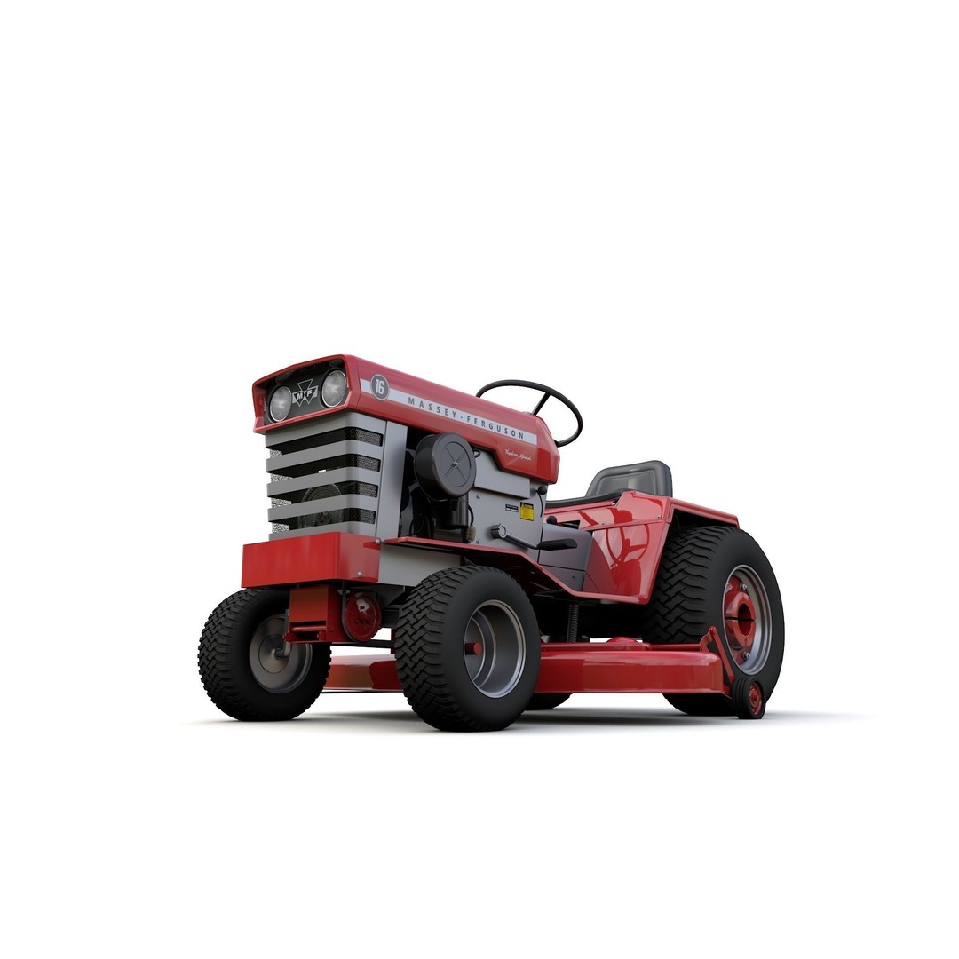 Massey Ferguson 16 Lawn Tractor 3D Model – High Detail, Game-Ready Formats - View 3