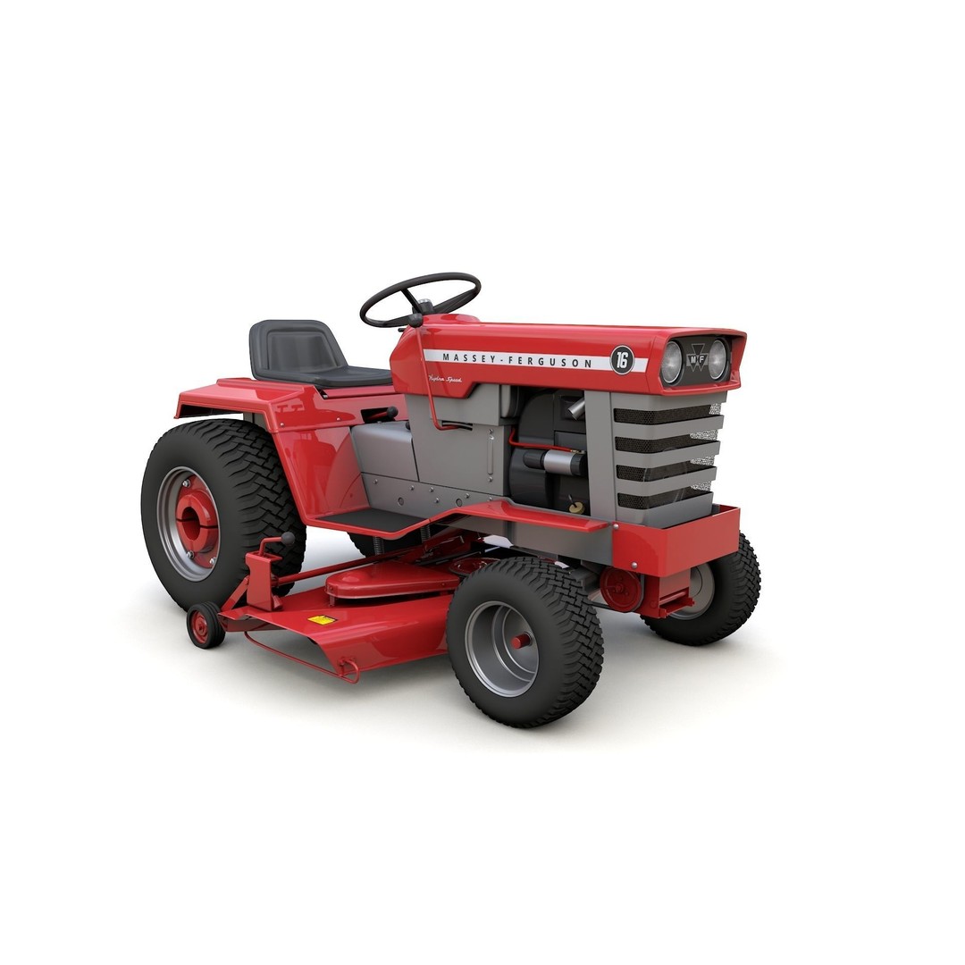 Massey Ferguson 16 Lawn Tractor 3D Model – High Detail, Game-Ready Formats - View 4