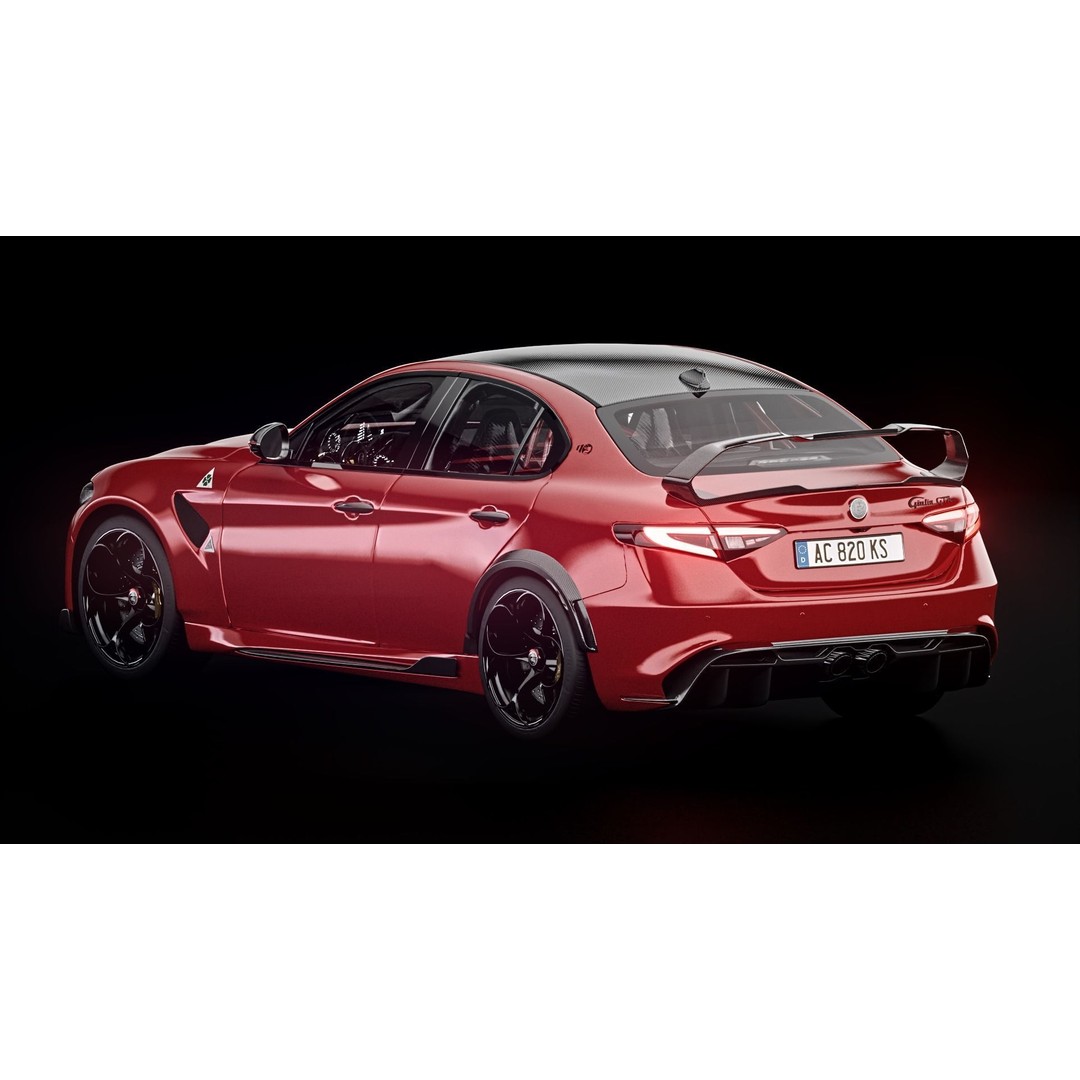 Alfa Romeo Giulia GTAm 3D Model – Low Poly Game Asset, FBX, OBJ - View 3