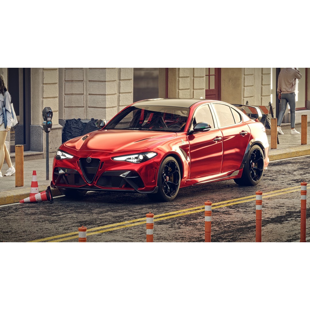 Alfa Romeo Giulia GTAm 3D Model – Low Poly Game Asset, FBX, OBJ - View 5