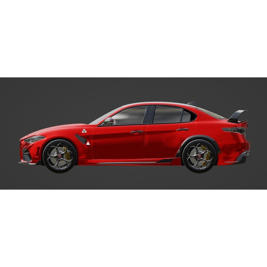 Alfa Romeo Giulia GTAm 3D Model – Low Poly Game Asset, FBX, OBJ - View 6