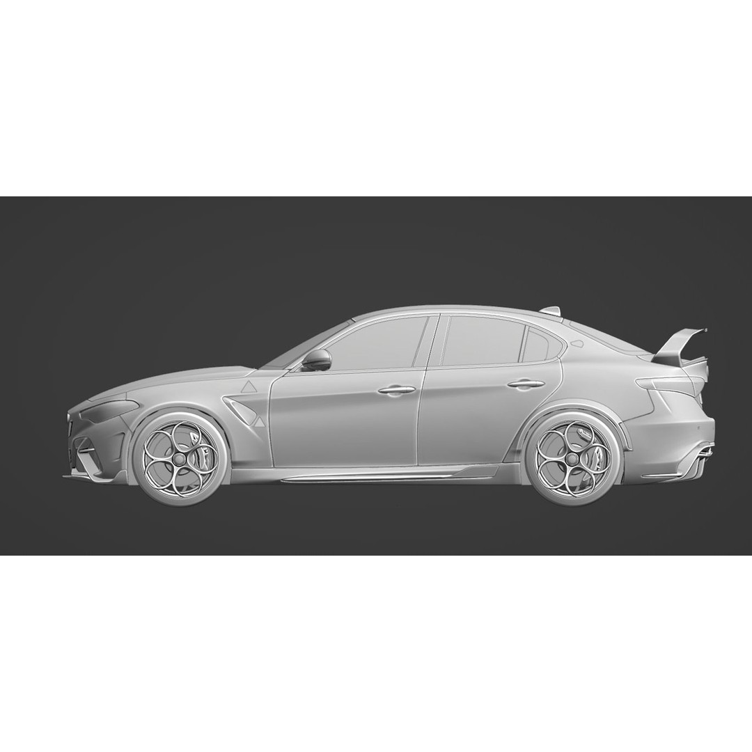 Alfa Romeo Giulia GTAm 3D Model – Low Poly Game Asset, FBX, OBJ - View 9