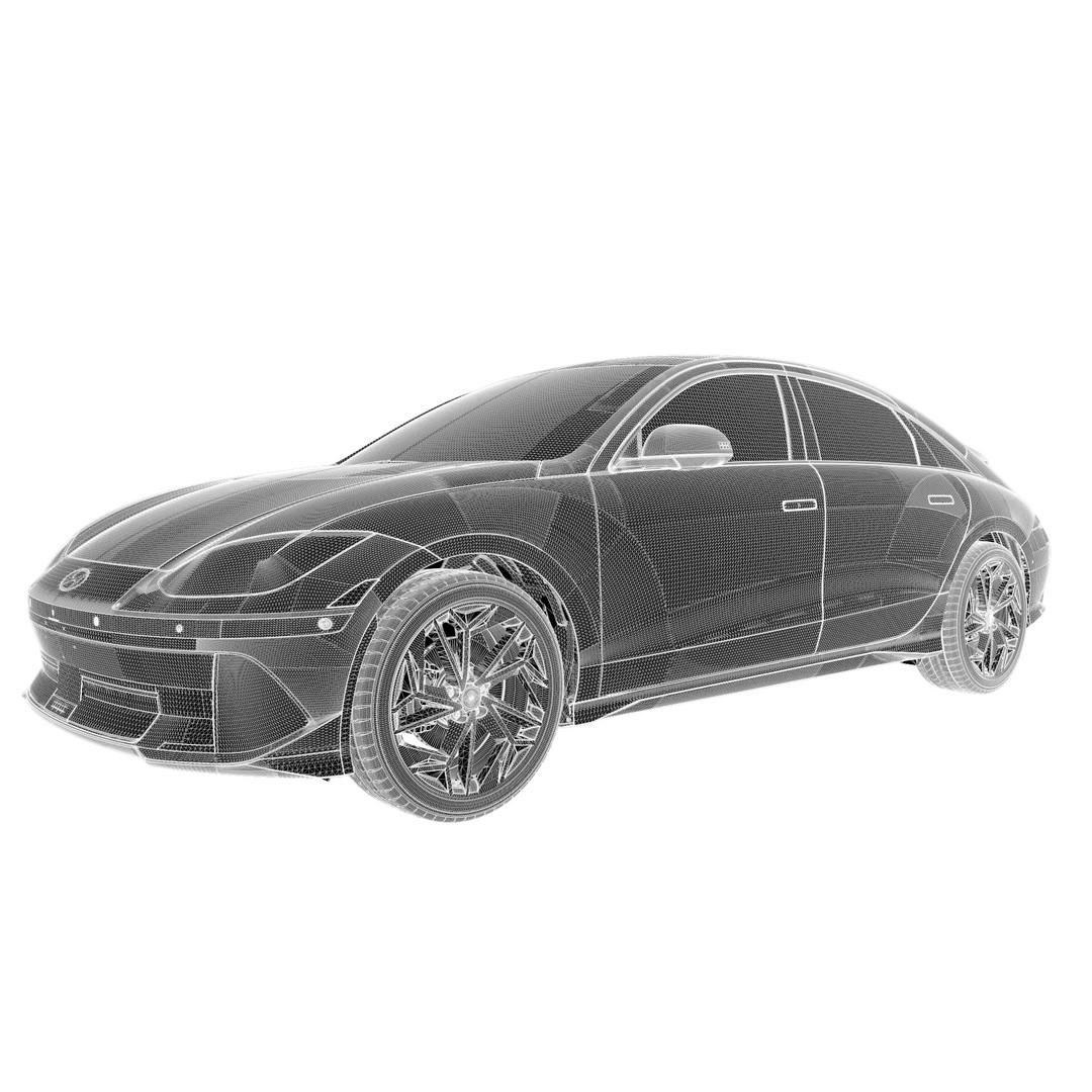 Ioniq 6 2024 3D Model – Photoreal Vehicle with Light Rig, FBX, OBJ - View 14