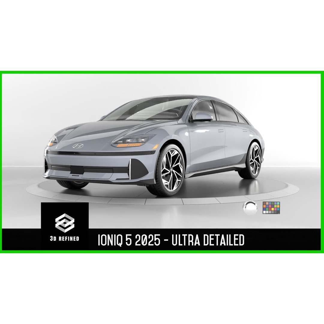 Ioniq 6 2024 3D Model – Photoreal Vehicle with Light Rig, FBX, OBJ - View 3