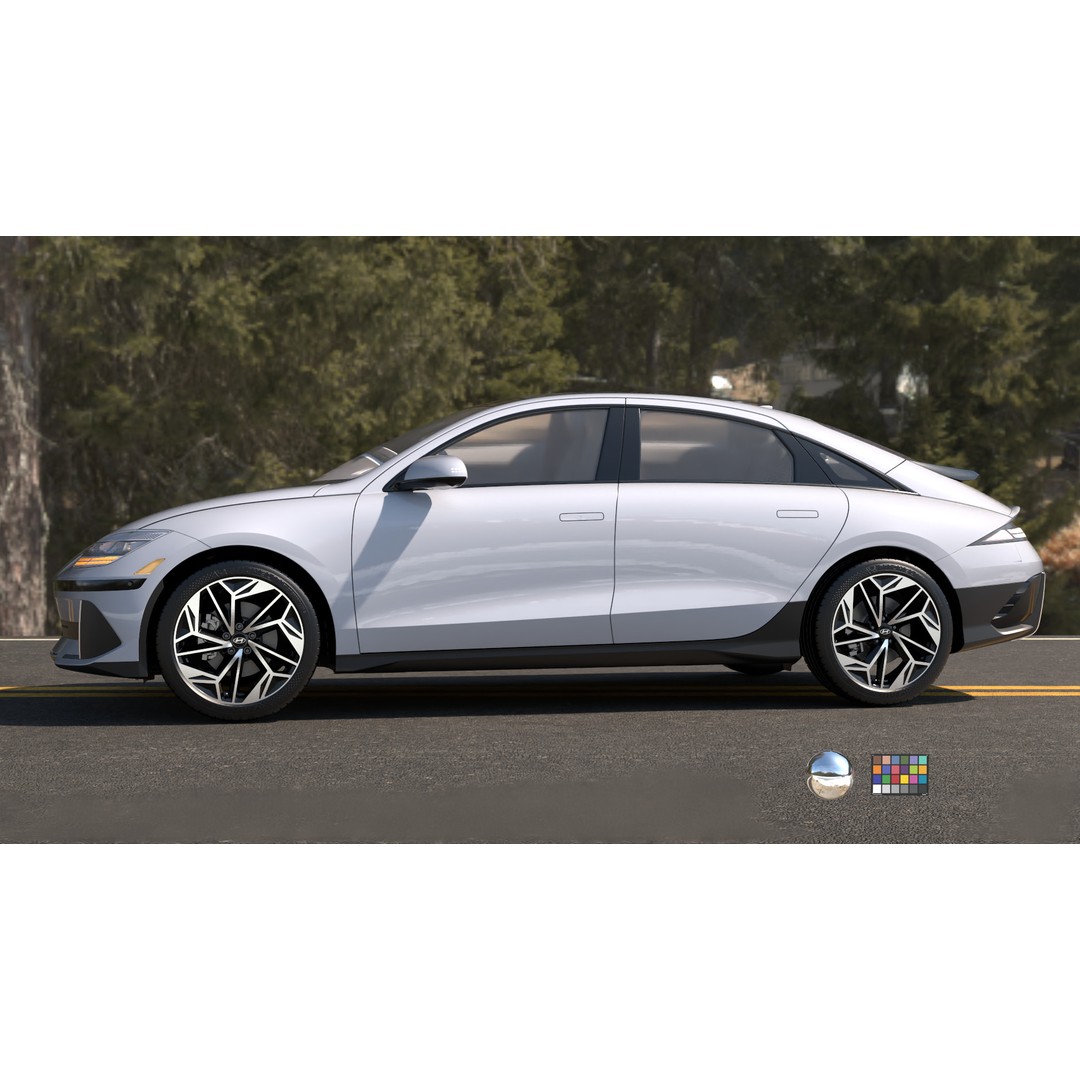 Ioniq 6 2024 3D Model – Photoreal Vehicle with Light Rig, FBX, OBJ - View 5